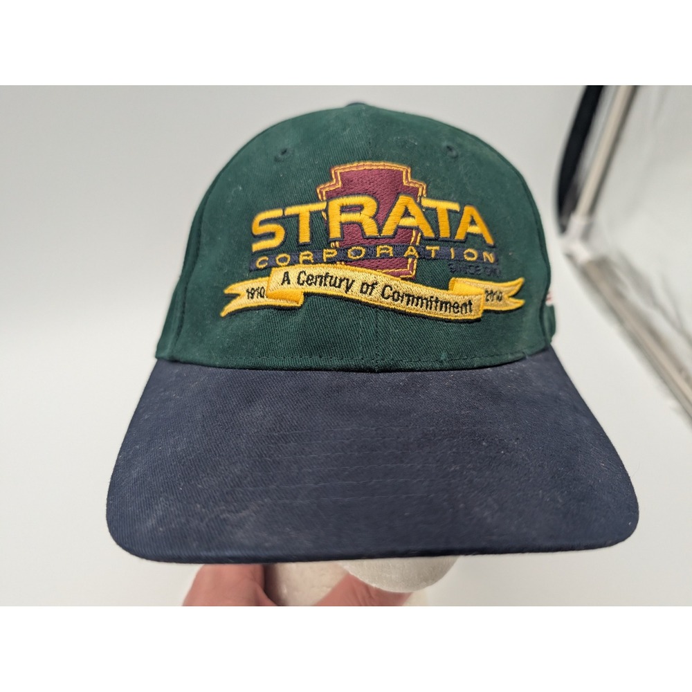 Richardson Strata Corporation A Century of Commitment Hat Green Navy Blue Cap